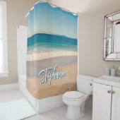 Gepersonaliseerde Strandfoto Ocean Blue Schilderac Douchegordijn (In situ)