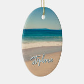 Gepersonaliseerde Strandfoto Ocean Blue Schilderac Keramisch Ornament (Rechts)