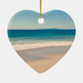 Gepersonaliseerde Strandfoto Ocean Blue Schilderac Keramisch Ornament (Achterkant)