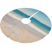 Gepersonaliseerde Strandfoto Ocean Blue Schilderac Kerstboom Rok (Gekanteld)