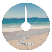 Gepersonaliseerde Strandfoto Ocean Blue Schilderac Kerstboom Rok (Voorkant)