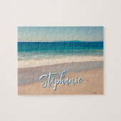 Gepersonaliseerde Strandfoto Ocean Blue Schilderac Legpuzzel (Horizontaal)