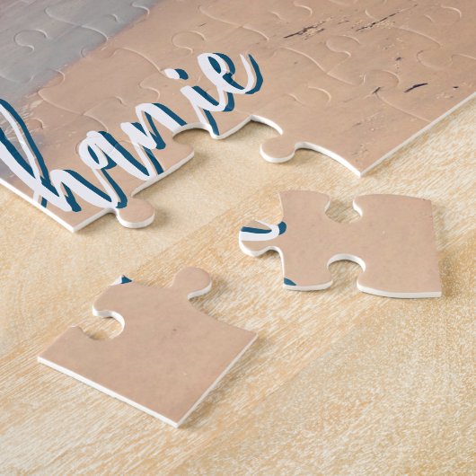 Gepersonaliseerde Strandfoto Ocean Blue Schilderac Legpuzzel (Zijkant)