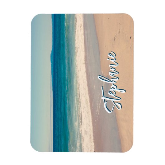 Gepersonaliseerde Strandfoto Ocean Blue Schilderac Magneet (Verticaal)
