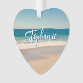 Gepersonaliseerde Strandfoto Ocean Blue Schilderac Ornament (voorkant)