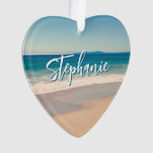Gepersonaliseerde Strandfoto Ocean Blue Schilderac Ornament (voorkant)
