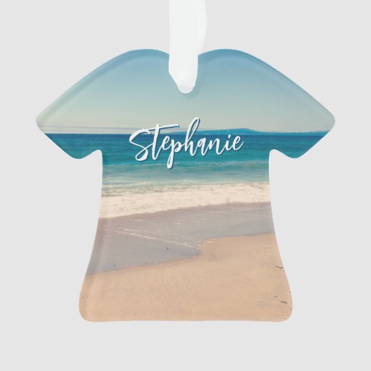 Gepersonaliseerde Strandfoto Ocean Blue Schilderac Ornament (voorkant)