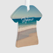 Gepersonaliseerde Strandfoto Ocean Blue Schilderac Ornament (voorkant)