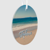 Gepersonaliseerde Strandfoto Ocean Blue Schilderac Ornament (voorkant)
