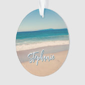 Gepersonaliseerde Strandfoto Ocean Blue Schilderac Ornament (voorkant)