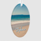 Gepersonaliseerde Strandfoto Ocean Blue Schilderac Ornament (voorkant)