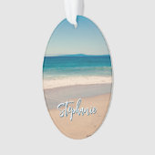 Gepersonaliseerde Strandfoto Ocean Blue Schilderac Ornament (voorkant)