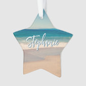 Gepersonaliseerde Strandfoto Ocean Blue Schilderac Ornament (voorkant)