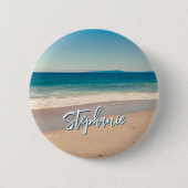 Gepersonaliseerde Strandfoto Ocean Blue Schilderac Ronde Button 5,7 Cm (Voorkant)