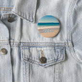 Gepersonaliseerde Strandfoto Ocean Blue Schilderac Ronde Button 5,7 Cm (In situ)