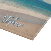 Gepersonaliseerde Strandfoto Ocean Blue Schilderac Snijplank (Hoek)