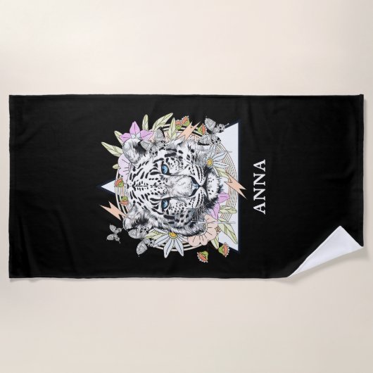 Gepersonaliseerde strandlaken aangepaste naam witt (Voorkant)