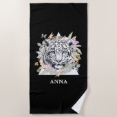 Gepersonaliseerde strandlaken aangepaste naam witt (Voorkant)