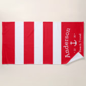 Gepersonaliseerde strandlaken - Hot Red Nautical (Voorkant)