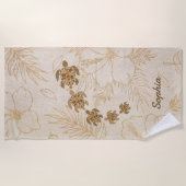 Gepersonaliseerde strandlaken naam Zee Turtle Hawa (Voorkant)