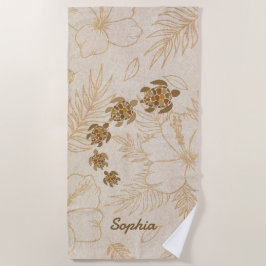 Gepersonaliseerde strandlaken naam Zee Turtle Hawa