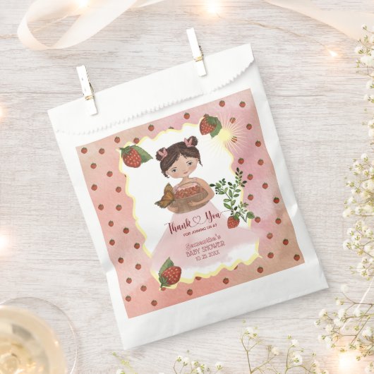 Gepersonaliseerde Strawberry Baby shower Goodie Ba Bedankzakje (Geknipt)