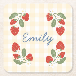 Gepersonaliseerde Strawberry Berry Sweet Party Pic Kartonnen Onderzetters