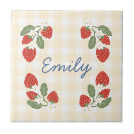 Gepersonaliseerde Strawberry Berry Sweet Party Pic Tegeltje