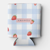 Gepersonaliseerde Strawberry & Blue Gingham Patroo Blikjeskoeler (Voorkant)