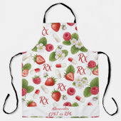 Gepersonaliseerde Strawberry & Capsule Apotheek Schort (Voorkant)