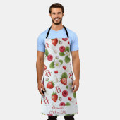 Gepersonaliseerde Strawberry & Capsule Apotheek Schort (Gedragen)