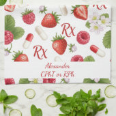 Gepersonaliseerde Strawberry & Capsule Apotheek Theedoek (Gevouwen)