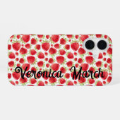 Gepersonaliseerde Strawberry Fun iPhone 16 Glossy Hoesje (Achterkant horizontaal)