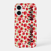 Gepersonaliseerde Strawberry Fun iPhone 16 Glossy  iPhone 16 Hoesje (Achterkant)