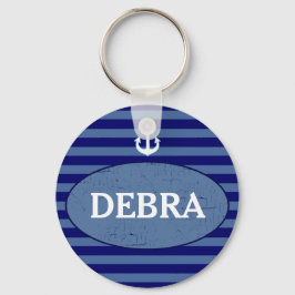 gepersonaliseerde strepen ankermarine sleutelhanger