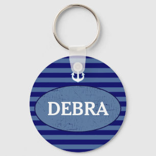 gepersonaliseerde strepen ankermarine sleutelhanger
