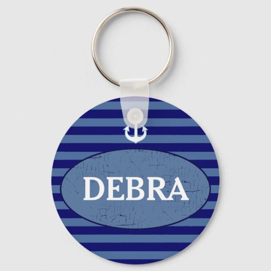 gepersonaliseerde strepen ankermarine sleutelhanger (Voorkant)