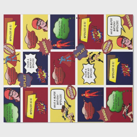 Gepersonaliseerde stripdag cadeaupapier (Vlak)