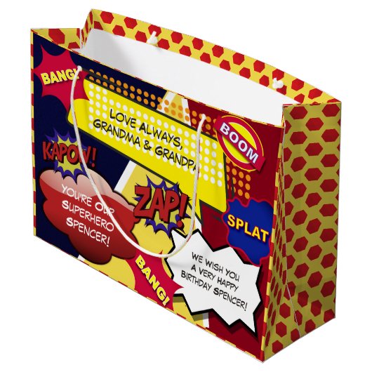Gepersonaliseerde stripdag groot cadeauzakje (Achterkant Gekanteld)