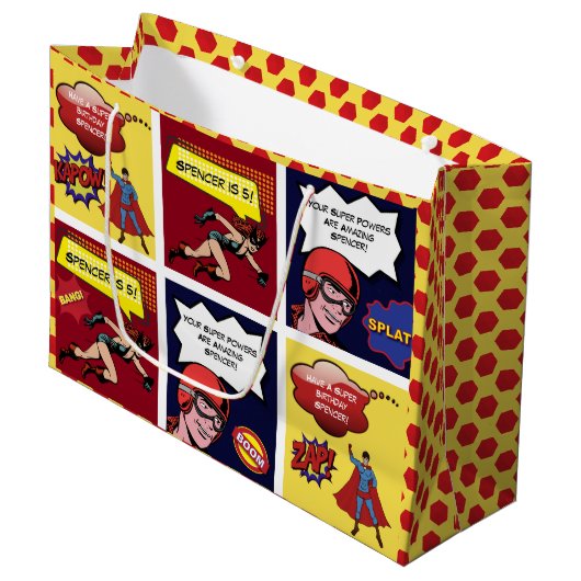 Gepersonaliseerde stripdag groot cadeauzakje (Voorkant Gekanteld)