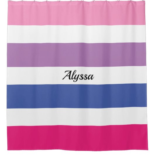 Gepersonaliseerde striproze douchegordijn (Voorkant)