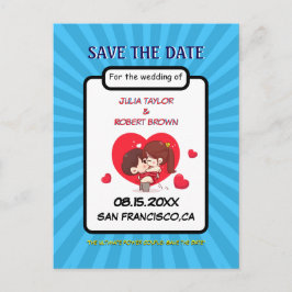 Gepersonaliseerde stripstijl slaat de datum op aankondigingskaart