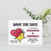 Gepersonaliseerde stripstijl slaat de datum op kaart (Staand voorkant)