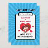 Gepersonaliseerde stripstijl slaat de datum op kaart (Voorkant / Achterkant)