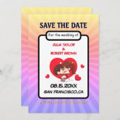 Gepersonaliseerde stripstijl slaat de datum op kaart (Voorkant / Achterkant)