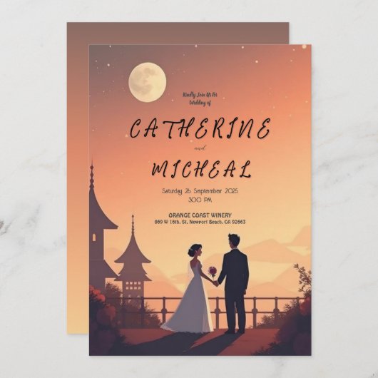 Gepersonaliseerde Studio Ghibli bruiloft uitnodigi Kaart (Voorkant / Achterkant)