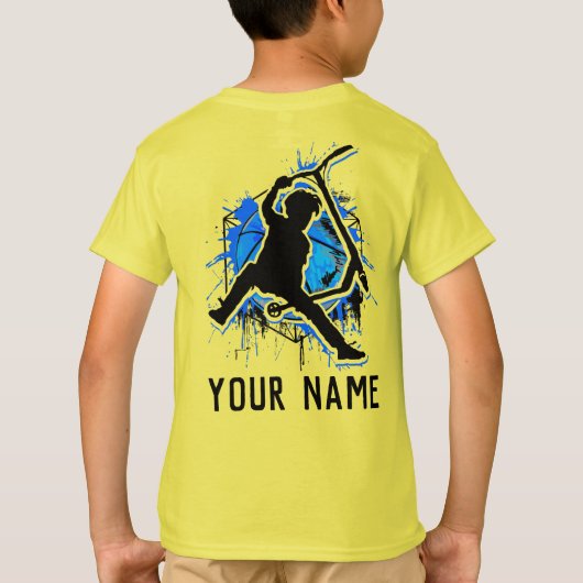 Gepersonaliseerde Stuntscooter T-shirt - Kickscoot (Achterkant)