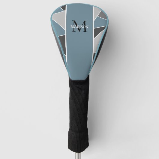Gepersonaliseerde Stusty Blue Modern Monogram vrou Golfheadcover (Voorkant)