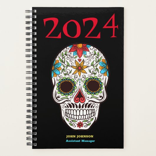 Gepersonaliseerde SUGAR SKULL Koele Mannen Dagelij Planner (Voorkant)