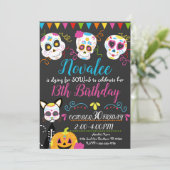 Gepersonaliseerde Sugar Skull verjaardagsfeestje Kaart (Staand voorkant)
